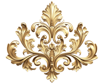 Elegant golden ornamental design featuring intricate floral patterns and curves, perfect for luxurious decor or artistic projects png
