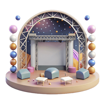 elegant traditional Empty Concert Stage Daytime View Cutout for Realistic Mockups high quality png