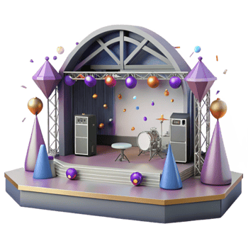 extraordinary contemporary Empty Concert Stage Daytime View Cutout for Realistic Mockups png