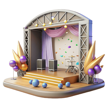 wonderful traditional Empty Concert Stage Daytime View Cutout for Realistic Mockups authentic png
