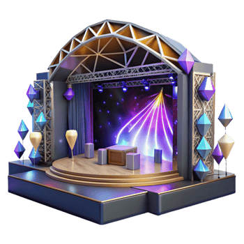 dramatic classic Empty Concert Stage Night View Transparent for Atmospheric Designs original png