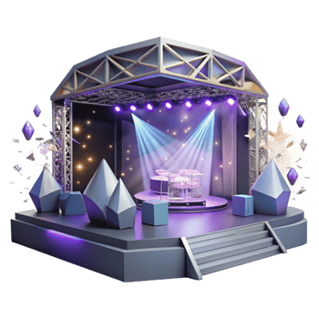 elegant vintage Empty Concert Stage Night View Transparent for Atmospheric Designs high resolution png