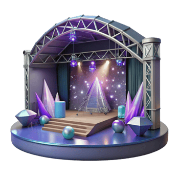 vibrant contemporary Empty Concert Stage Night View Transparent for Atmospheric Designs premium png