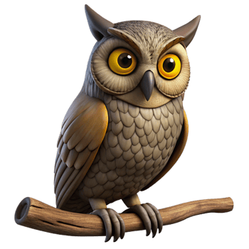 vibrant modern A Wise Old Owl Perched on a Weathered detailed png