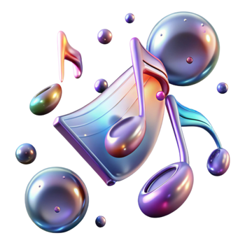 elegant vintage Floating Music Notes Transparent Background for Music Videos premium png