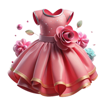 impressive contemporary Flower Girl Dress Pink Tulle Isolated for Children's Fashion high resolution png
