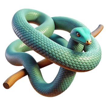 vibrant contemporary A slithering snake with vibrant scales, coiled around a branch, macro photography style authentic png