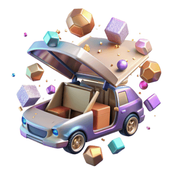 stunning abstract Flying Car with Open Doors Cutout for Product Displays high resolution png