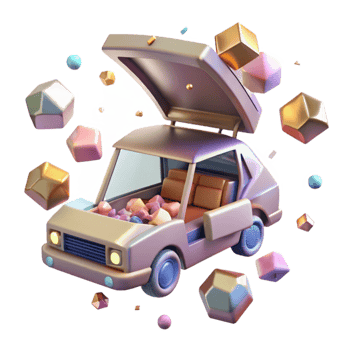 extraordinary minimalist Flying Car with Open Doors Cutout for Product Displays high quality png