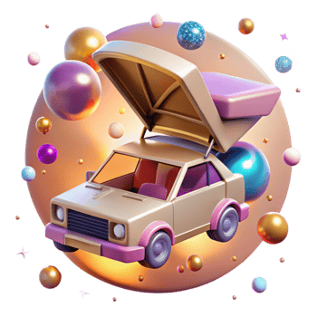 impressive creative Flying Car with Open Doors Cutout for Product Displays authentic png