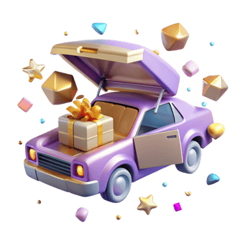 stunning creative Flying Car with Open Doors Cutout for Product Displays exclusive png
