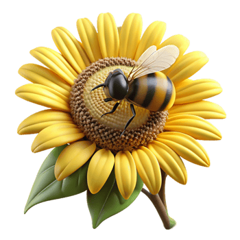 impressive vintage A close-up of a bee collecting pollen from a sunflower, with visible pollen grains. Macro photography, warm sunlight premium png