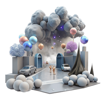 elegant classic Foggy Street with Figures Cutout for Dramatic Art png