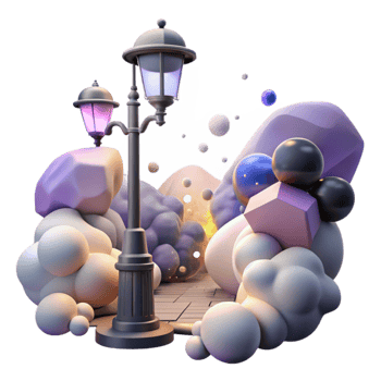 beautiful artistic Foggy Street with Lamppost Cutout for Dramatic Lighting high quality png