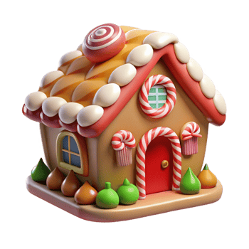 beautiful traditional A whimsical gingerbread house, adorned with candy and frosting, bright, cheerful lighting, cartoon style original png