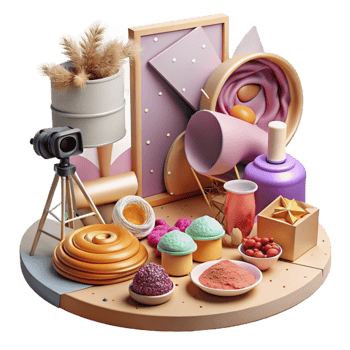 vibrant classic Food Photography Styling Setup Isolated for Culinary Content Creation png