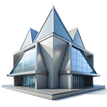 impressive abstract A sleek, modern museum, sharp lines and geometric shapes, cool, neutral lighting, architectural rendering exclusive png