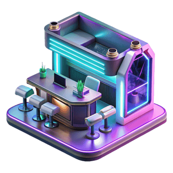 extraordinary rustic A futuristic cyber cafe, neon lights and holographic displays, cyberpunk style, digital art genuine png