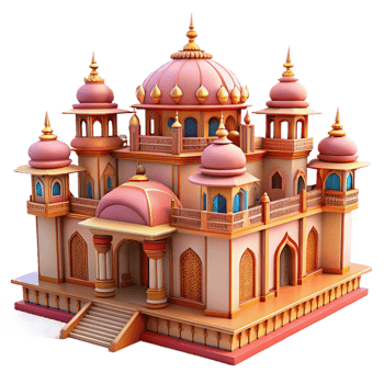 beautiful abstract An ornate Indian palace, intricate carvings and vibrant colors, detailed, realistic style exclusive png