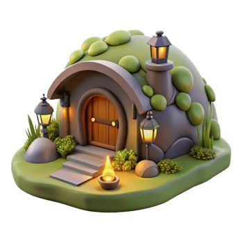 vibrant contemporary A Cozy Hobbit Hole Built Into a Hillside exclusive png