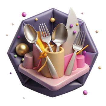 dramatic artistic Fork Spoon Knife Cutlery Set Isolated Dining Essentials premium png