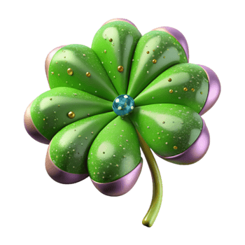 serene minimalist Four Leaf Clover Luck Symbol Isolated for St Patricks Day detailed png