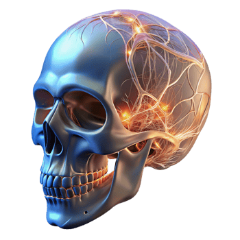 vibrant artistic A Transparent Human Skull with Glowing 4K png