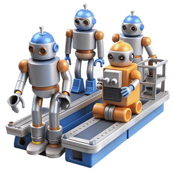 wonderful rustic A Group of Robots Working on an Assembly premium png