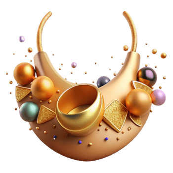 vibrant traditional Gold Necklace Bib Style Isolated on Transparent Background high resolution png