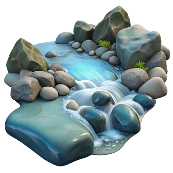 magnificent modern A Babbling Brook Flowing over Smooth exclusive png