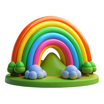 extraordinary artistic A Vibrant Rainbow Arching over a Green authentic png