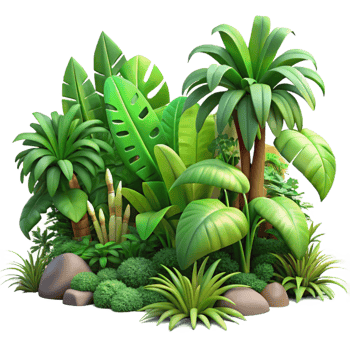 elegant creative A Lush Tropical Rainforest with Vibrant high quality png