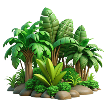 vibrant rustic A Lush Tropical Rainforest with Vibrant exclusive png