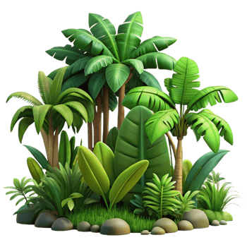 impressive minimalist A Lush Tropical Rainforest with Vibrant authentic png