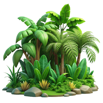 stunning minimalist A Lush Tropical Rainforest with Vibrant authentic png