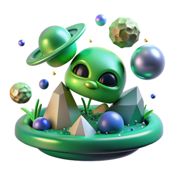 impressive vintage Green Alien Atmosphere Isolated for Creative Design high resolution png
