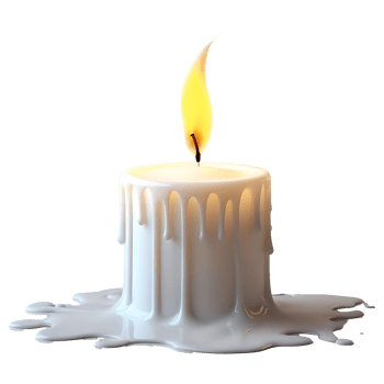 Melting Candle with Fire Stunning Transparent Background Clipart png
