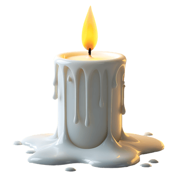Burning White Candle with Melting Wax Perfect for Digital Designs png