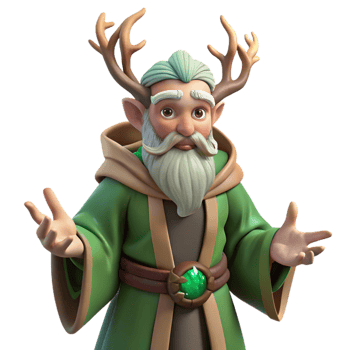 impressive artistic A Wise Old Druid with Antlers and a high resolution png
