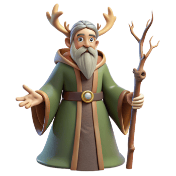 impressive rustic A Wise Old Druid with Antlers and a high resolution png