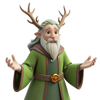 dramatic classic A Wise Old Druid with Antlers and a premium png