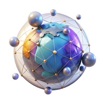 vibrant traditional Holographic Earth Cutout with Global Network for Data Visualization high resolution png