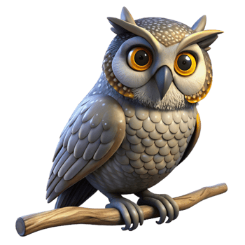 dramatic artistic A Wise Old Owl Perched on a Branch premium png