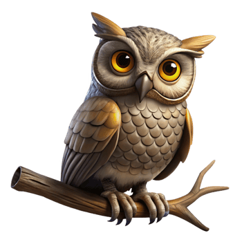 dramatic creative A Wise Old Owl Perched on a Branch 4K png