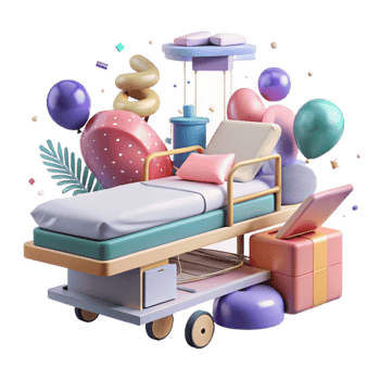 dramatic abstract Hospital Bed Medical Equipment Cutout for Healthcare Facilities png