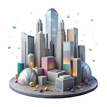 vibrant vintage Houston Skyline Downtown Buildings Transparent for Urban Design detailed png