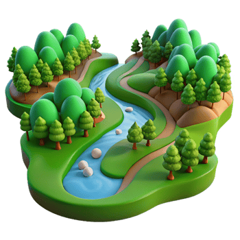 wonderful traditional A Winding River Carving Through a Lush high resolution png