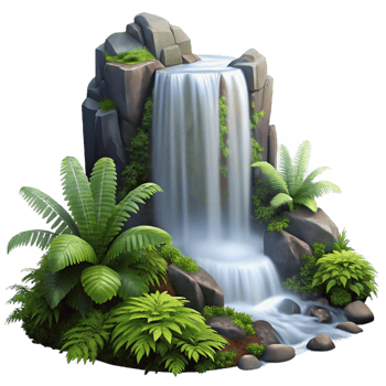 beautiful modern A Cascading Waterfall Surrounded by Lush high quality png