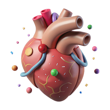 vibrant vintage Human Heart Diagram Isolated for Educational Resources high quality png