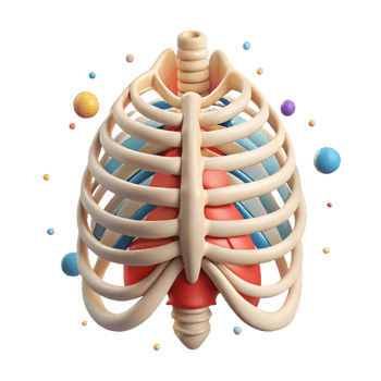 serene vintage Human Rib Cage Anatomy Illustration Isolated for Medical Posters professional png